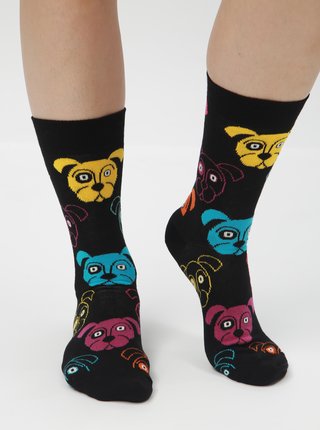 Čierne unisex vzorované ponožky Happy Socks