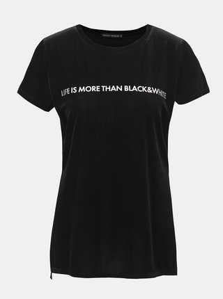 Čierne zamatové tričko s rozparkom TALLY WEiJL