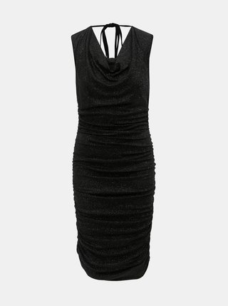 Čierne puzdrové šaty s trblietavým efektom a riasením na bokoch Billie & Blossom