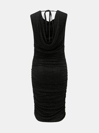 Čierne puzdrové šaty s trblietavým efektom a riasením na bokoch Billie & Blossom