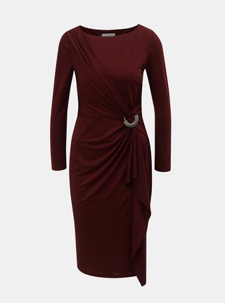 Vínové šaty s volánom a kovovou ozdobou Lily & Franc by Dorothy Perkins