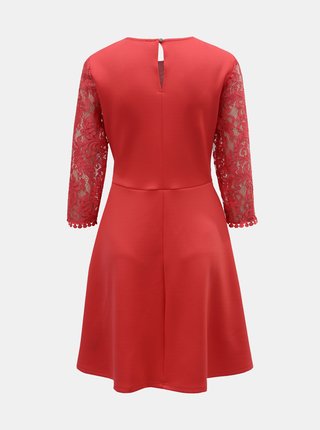 Červené šaty s čipkovaným topom Dorothy Perkins