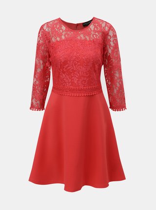 Červené šaty s čipkovaným topom Dorothy Perkins