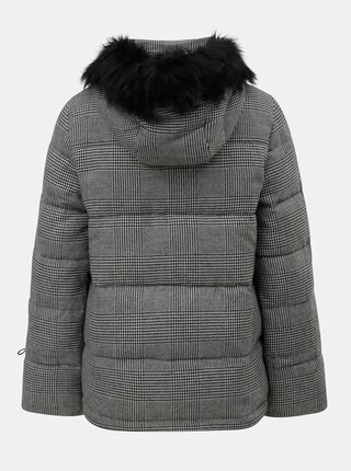 Sivá prešívaná zimná bunda s umelou kožušinkou Dorothy Perkins