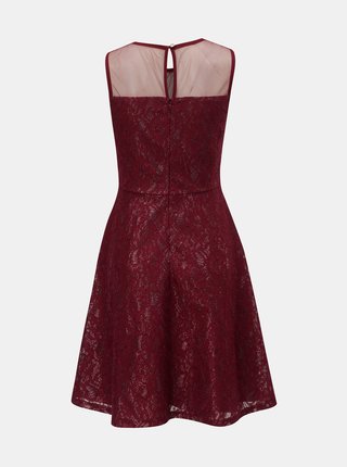 Vínové čipkované šaty s priesvitným detailom Dorothy Perkins