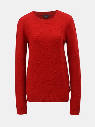 Červený sveter s plastickým vzorom Dorothy Perkins Tall