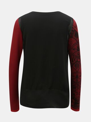 Červeno–čierne tričko s dlhým rukávom Desigual Glen