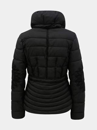Čierna zimná bunda s odnímateľným golierom Desigual Komoderi