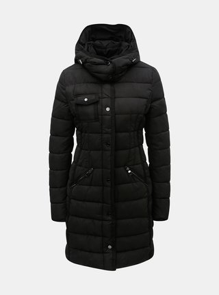 Čierny prešívaný zimný kabát s odnímateľnou kapucňou Desigual Inga