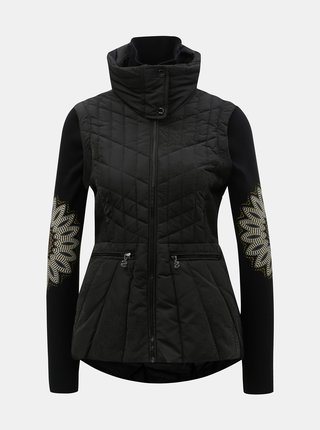 Čierna prešívaná bunda/vesta so skrytou kapucňou Desigual Elysian