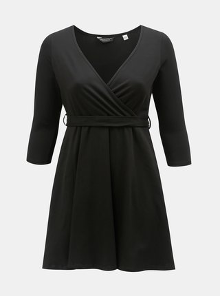 Čierne šaty s prekladaným výstrihom Dorothy Perkins Curve