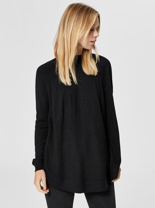 Čierny voľný vlnený sveter Selected Femme