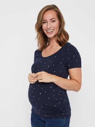 Tmavomodré tehotenské tričko s bodkami Mama.licious Dallas