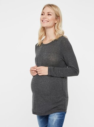 Tmavosivé tehotenské tričko s čipkovaným detailom Mama.licious Selia