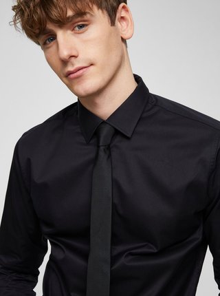Černá hedvábná slim kravata Selected Homme Plain