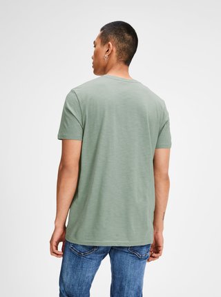 Zelené žíhané tričko s potiskem Jack & Jones 