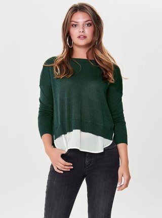Zelený trblietavý sveter so všitým dielom ONLY Darling