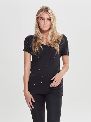 Čierne bodkované voľné tričko ONLY Sabel