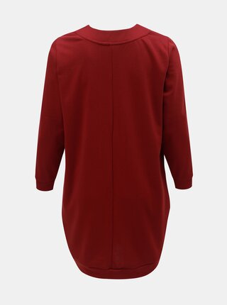 Červené mikinové šaty s dlhým rukávom Zizzi Gunvur