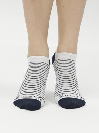 Modro-biele unisex členkové ponožky s pruhmi Fusakle Pohoďák prímorský