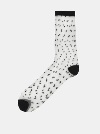 Čierno-biele priesvitné vzorované ponožky Gipsy