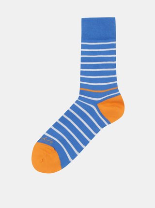Modro-oranžové pruhované unisex ponožky Fusakle Páskavec konzervatívny