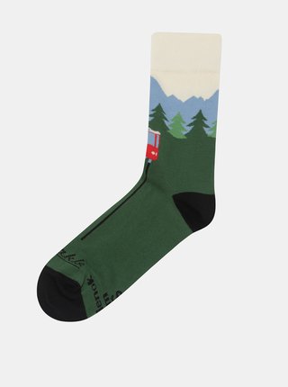 Zelené unisex ponožky s motivem Tater Fusakle Hrebienok