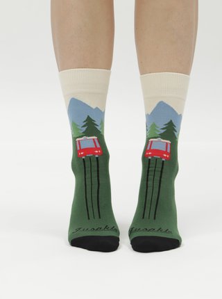 Zelené unisex ponožky s motivem Tater Fusakle Hrebienok