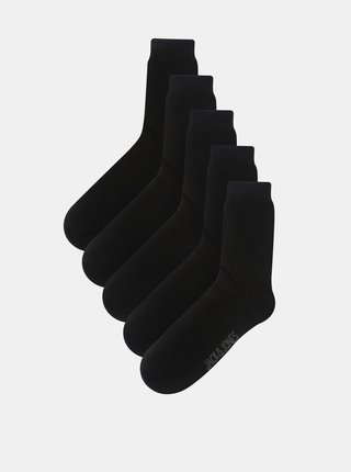 Sada pěti párů černých pánských ponožek Jack & Jones Jens