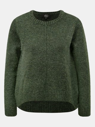Zelený melírovaný sveter s predĺženou zadnou časťou ONLY Loulou