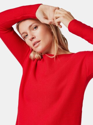 Červený dámsky voľný sveter Tom Tailor