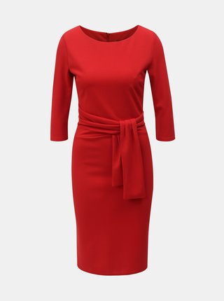 Červené puzdrové šaty s 3/4 rukávom ZOOT