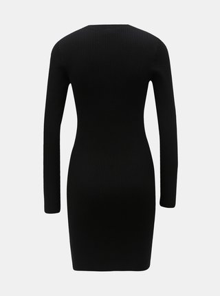 Čierne rebrované svetrové šaty s gombíkmi VILA Soldana