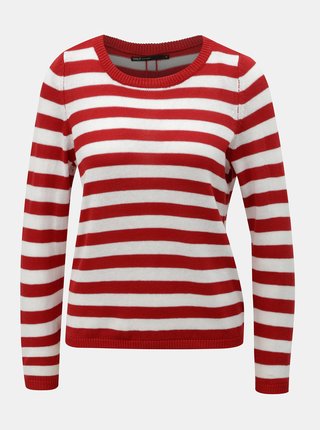 Bielo–červený pruhovaný sveter s gombíkmi ONLY Dorthea