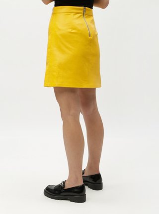 Žltá koženková sukňa ONLY Allison