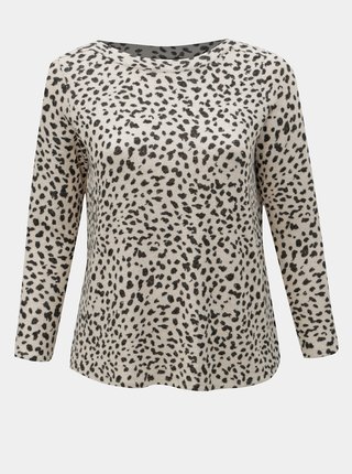 Béžový voľný sveter s gepardím vzorom Dorothy Perkins Curve