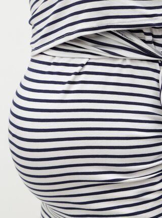 Modro–biele pruhované tehotenské tričko so zaväzovaním vhodné na dojčenie Dorothy Perkins Maternity