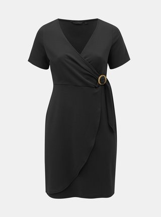 Čierne šaty s prekladaným výstrihom Dorothy Perkins Curve