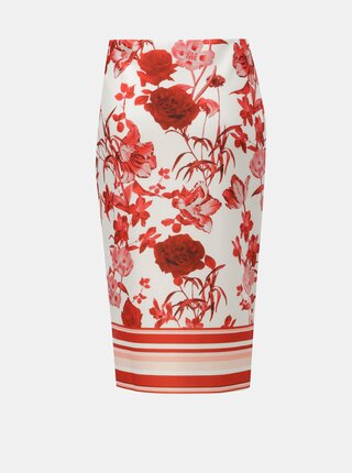 Červeno–biela kvetovaná puzdrová sukňa Dorothy Perkins