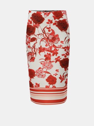 Červeno–biela kvetovaná puzdrová sukňa Dorothy Perkins