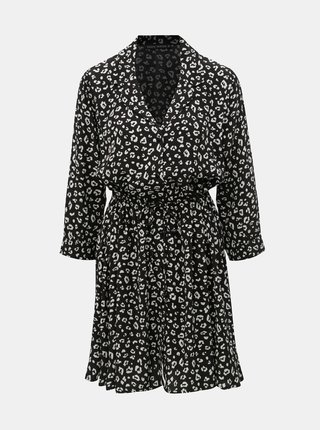 Čierne košeľové šaty s leopardím vzorom TALLY WEiJL Vilaury