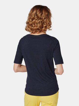 Tmavomodré dámske tričko s potlačou Tom Tailor
