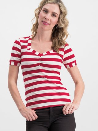 Bielo–červené pruhované tričko Blutsgeschwister Logo Stripe
