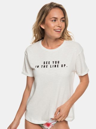 Krémové tričko s nápisom Roxy Follow Beach