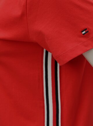 Červené dámske tričko s pruhmi na bokoch Tommy Hilfiger Thea