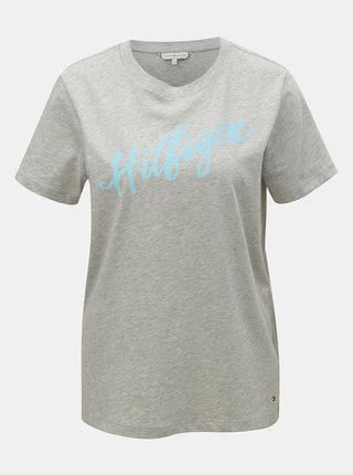 Šedé dámské žíhané tričko s potiskem Tommy Hilfiger Viola