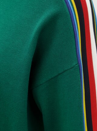 Tmavě zelený dámský svetr s pruhy na rukávech Tommy Hilfiger Jacklyn