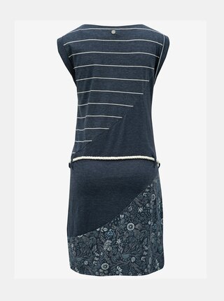 Tmavomodré vzorované šaty s opaskom Ragwear Tag Stripes Oragnic