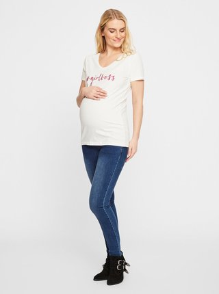 Krémové tehotenské tričko s výšivkou Mama.licious Marie