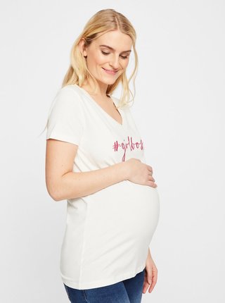 Krémové tehotenské tričko s výšivkou Mama.licious Marie